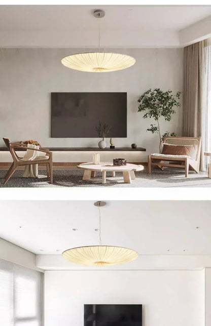 Aethera Ceiling Light – Wabi-Sabi Fabric LED Pendant | Minimalist Floating Disc Lamp for Contemporary Interiors