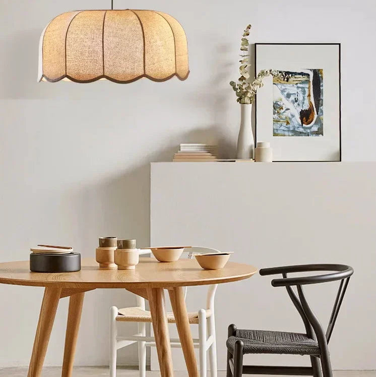 Hoshira Linen Pendant Light – Japandi Wabi-Sabi Ceiling Lamp | Soft Ambient LED Lighting for Modern Interiors