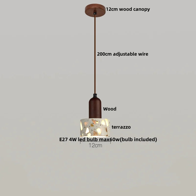 Terrazzo Stone Pendant Light with Copper Detail – Modern LED Ceiling Lamp | Contemporary Designer Lighting