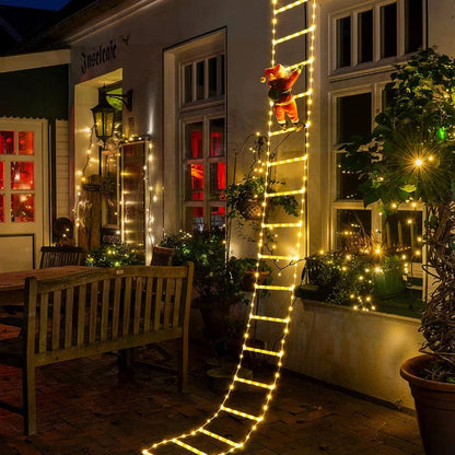 Santa Ladder LED Lights – Climbing Santa Christmas Decoration | USB-Powered Festive Lighting