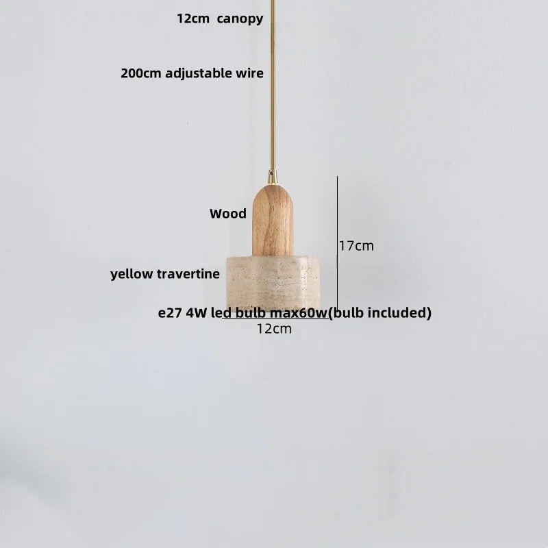 Travertine Stone Pendant Light with Copper Finish – Nordic LED Hanging Lamp | Warm Contemporary Lighting