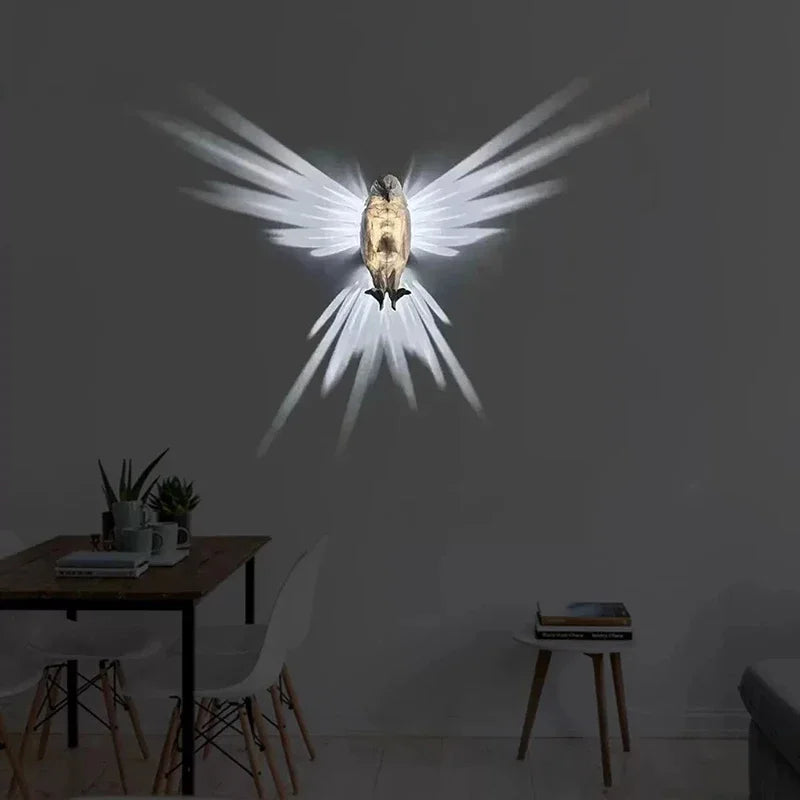 3D Bird Projection Wall Light – Modern Animal Wall Sconce | Decorative Ambient Lighting | Owl &amp; Eagle Designer Fixture