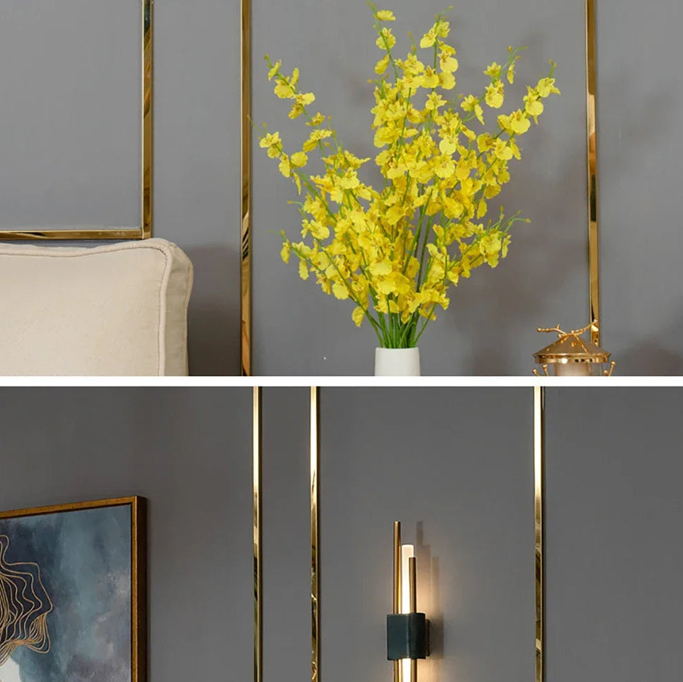 Marble LED Wall Light with Gold & Black Finish – Modern Luxury Wall Sconce | Elegant Ambient Interior Lighting