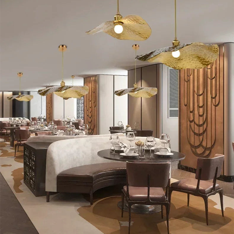 Gold Lotus Pendant Light – Vintage Zen Ceiling Lamp | Luxury Ambient Hanging Lighting