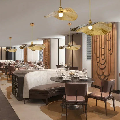 Gold Lotus Pendant Light – Vintage Zen Ceiling Lamp | Luxury Ambient Hanging Lighting