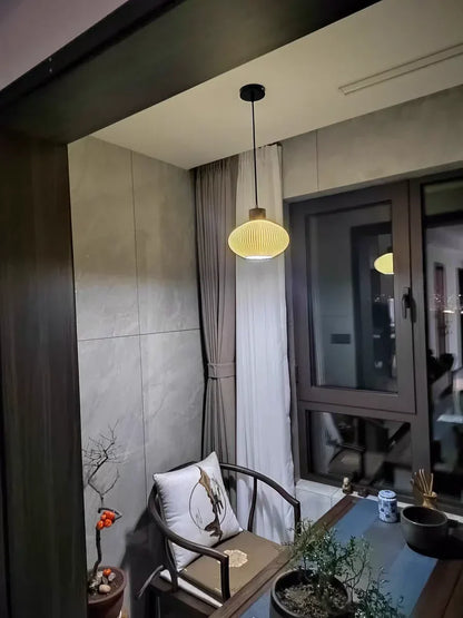 Ceramic & Wood Pendant Light – Modern Nordic LED Hanging Lamp | Natural Contemporary Lighting