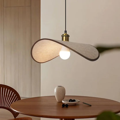 Wabi-Sabi Pendant Light with Fabric Shade – Japandi Retro Ceiling Lamp | Warm Ambient Interior Lighting