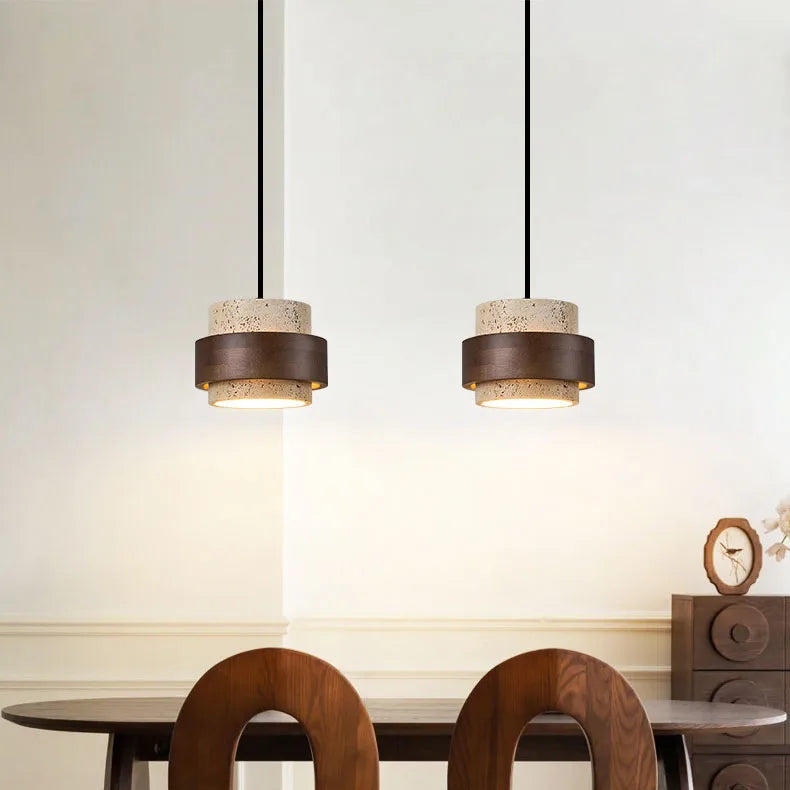 Natural Stone Pendant Light with LED – Modern Minimalist Hanging Lamp | Warm Ambient Interior Lighting