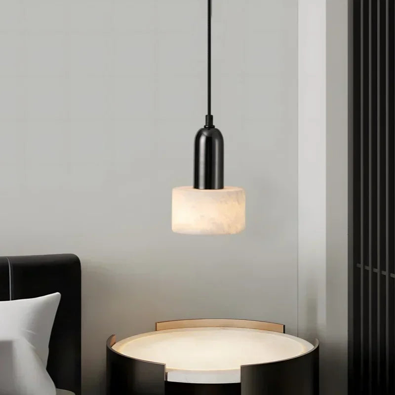 Marble Pendant Light with Iron Finish – Modern Nordic LED Ceiling Lamp | Luxury Contemporary Lighting