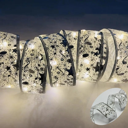 LumiRibbon Gold LED Ribbon String Lights – Decorative Lighted Ribbon for Christmas Trees, Gifts & Festive Displays