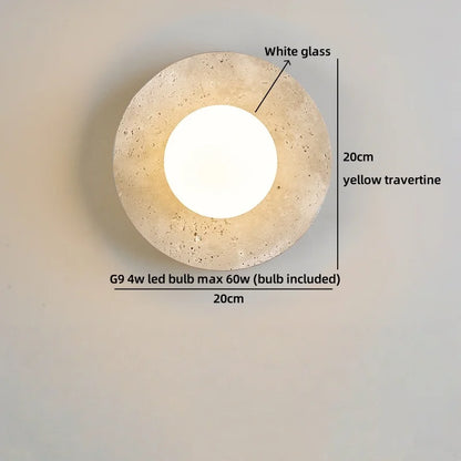 Travertine Stone LED Wall Light – Modern Luxury Wall Sconce | Warm Ambient Interior Lighting
