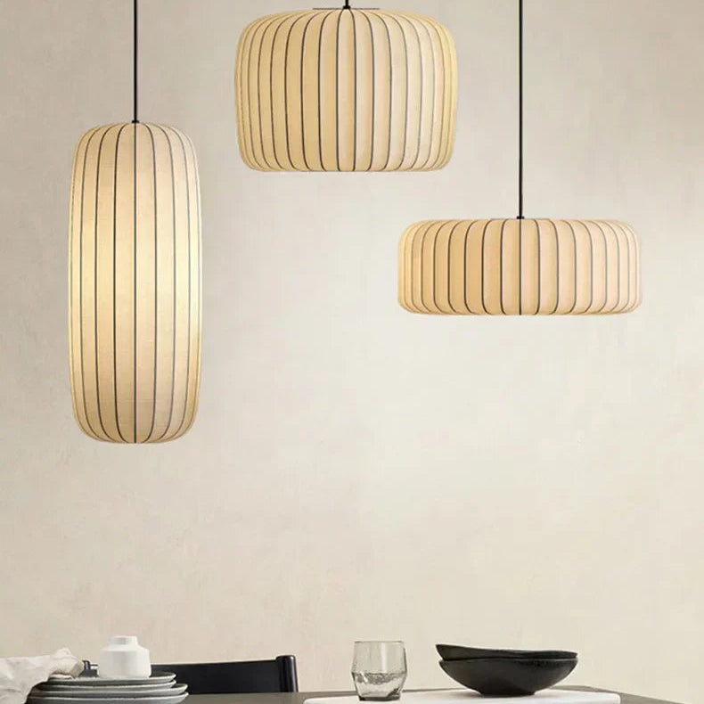 Serenea Silk Pendant Light – Wabi-Sabi Hanging Lamp | Japanese Nordic Ceiling Light for Elegant Interiors