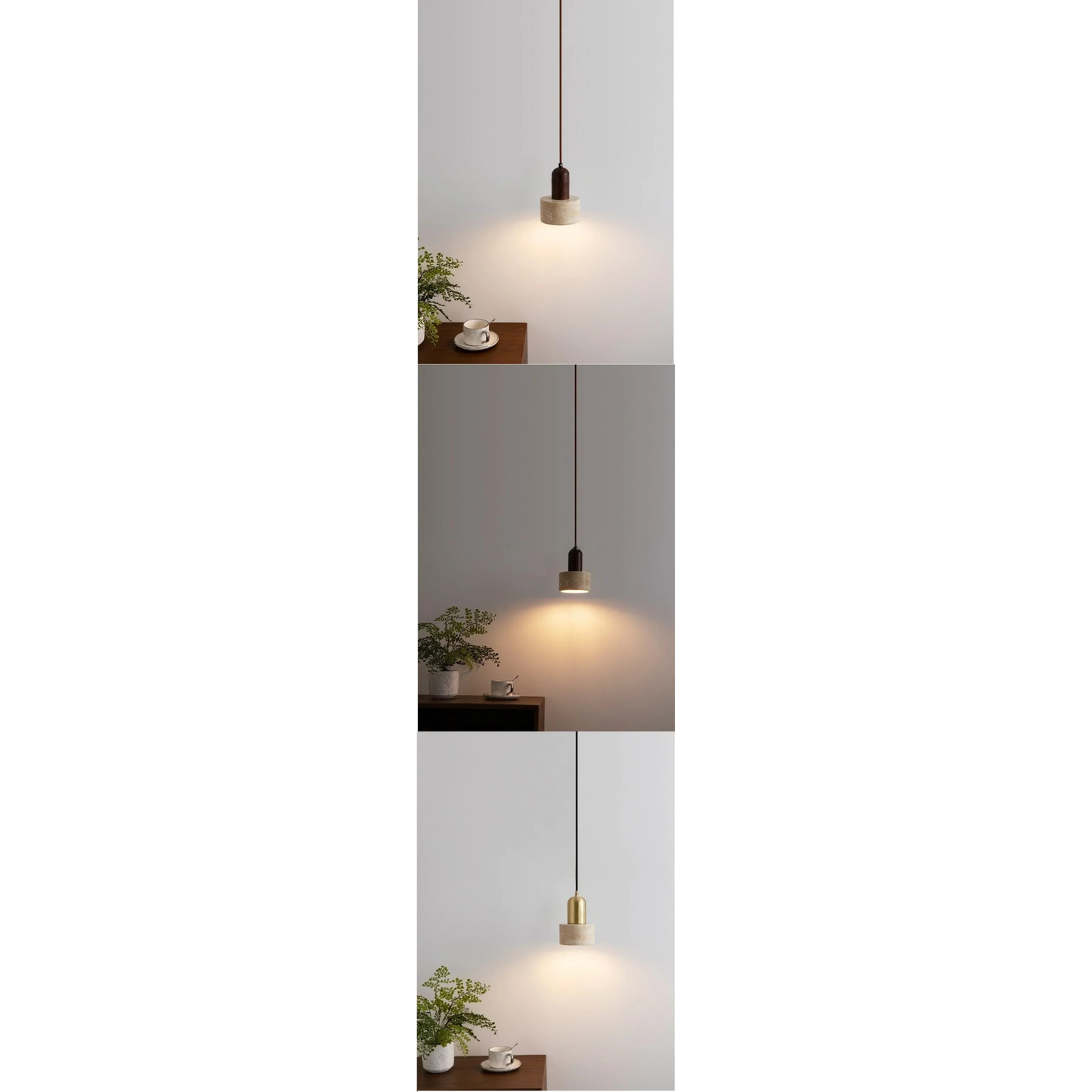 Travertine Stone Pendant Light with Copper Finish – Nordic LED Hanging Lamp | Warm Contemporary Lighting