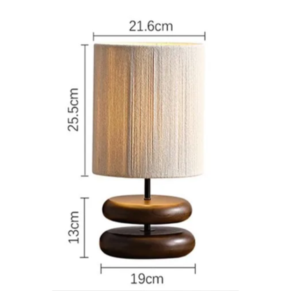 Japanese Wood Table Lamp with Jute Detail – Minimalist LED Bedside Light | Warm Zen Interior Lighting