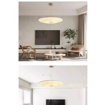 Aethera Ceiling Light – Wabi-Sabi Fabric LED Pendant | Minimalist Floating Disc Lamp for Contemporary Interiors