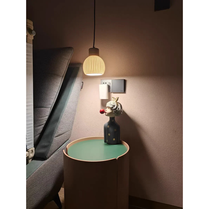 Ceramic & Wood Pendant Light – Modern Nordic LED Hanging Lamp | Natural Contemporary Lighting