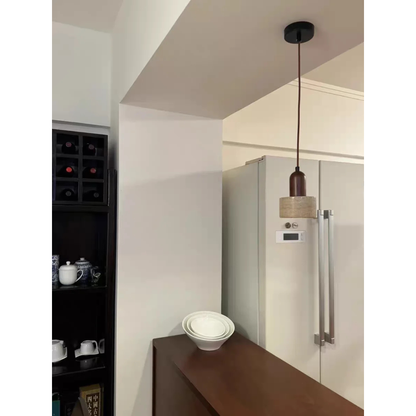 Travertine Stone Pendant Light with Copper Finish – Nordic LED Hanging Lamp | Warm Contemporary Lighting