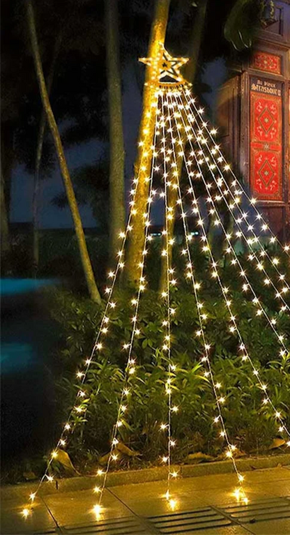 LumiCascade LED Star Waterfall String Lights – 350 LEDs, 8 Lighting Modes | Outdoor, Garden, Patio & Christmas Decoration