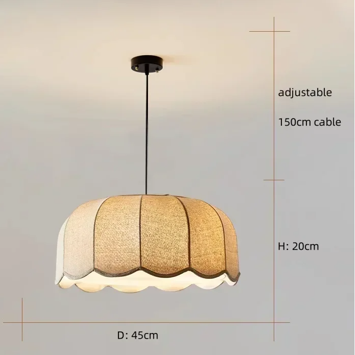 Hoshira Linen Pendant Light – Japandi Wabi-Sabi Ceiling Lamp | Soft Ambient LED Lighting for Modern Interiors