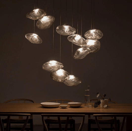 Minimalistische Hängelampe aus geblasenem Glas-Leuchtezauber