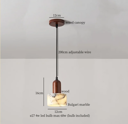 Marbelle Globe Pendant Light – Marble & Glass Ceiling Lamp | Japandi Ambient Lighting | Timeless Interior Elegance