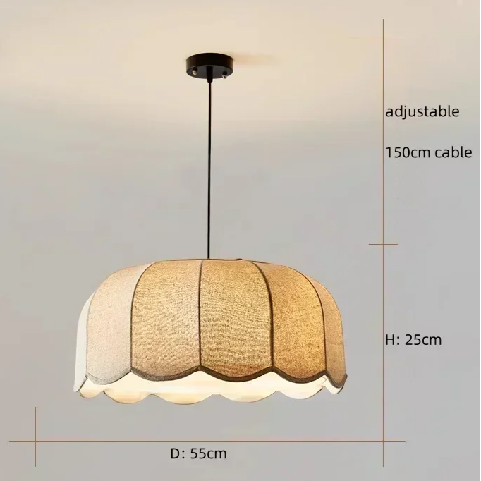 Hoshira Linen Pendant Light – Japandi Wabi-Sabi Ceiling Lamp | Soft Ambient LED Lighting for Modern Interiors