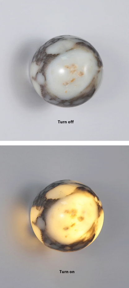 Luxury Marble Globe Wall Light – Natural Stone LED Wall Lamp for Bedrooms, Living Rooms, Hallways & Staircases