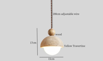 Travora Wabi Pendant Light – Natural Travertine Stone Ceiling Lamp | Japandi Ambient Lighting | Sculptural Interior Elegance