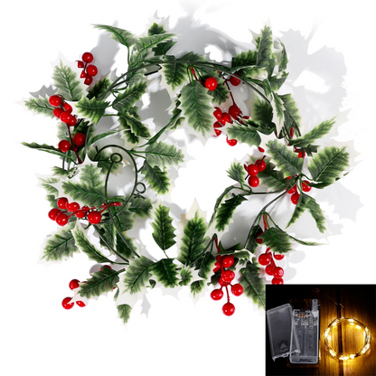 LumiBerry LED Christmas Garland – Illuminated Berry & Holly Decoration | Festive Holiday Greenery