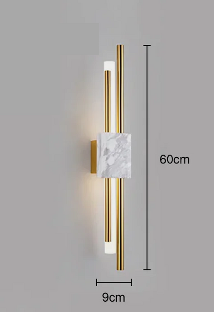 Marble LED Wall Light with Gold & Black Finish – Modern Luxury Wall Sconce | Elegant Ambient Interior Lighting