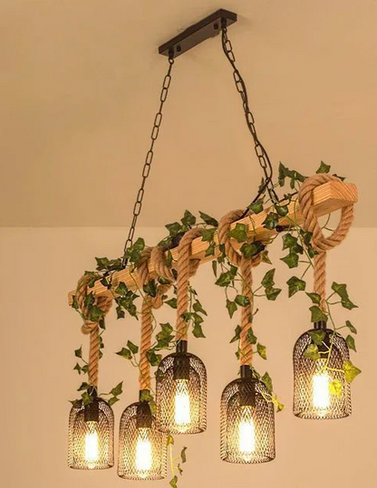 Vintage Farmhouse Chandelier – Five-Light Industrial Pendant | Rustic Café & Restaurant Lighting | Americana-Inspired Statement Piece
