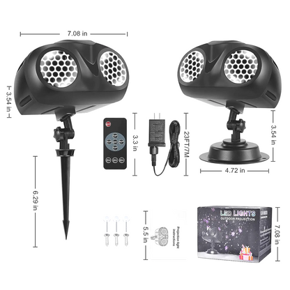 SNOWGLOW LED Snowfall Projector – Dual Head Outdoor Light Projector | Waterproof Christmas Snow Effect with Remote Control