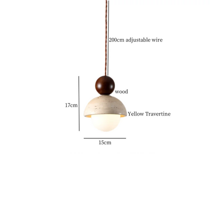 Travora Wabi Pendant Light – Natural Travertine Stone Ceiling Lamp | Japandi Ambient Lighting | Sculptural Interior Elegance