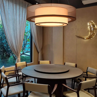 Veloura Silk Pendant Light – Luxury Beige Hanging Ceiling Lamp | Soft Ambient Lighting for Modern Interiors