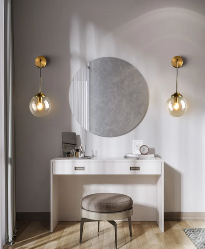 Nordelle Globe Wall Light – Scandinavian Glass Wall Lamp | Modern Ambient Lighting | Minimalist Interior Elegance