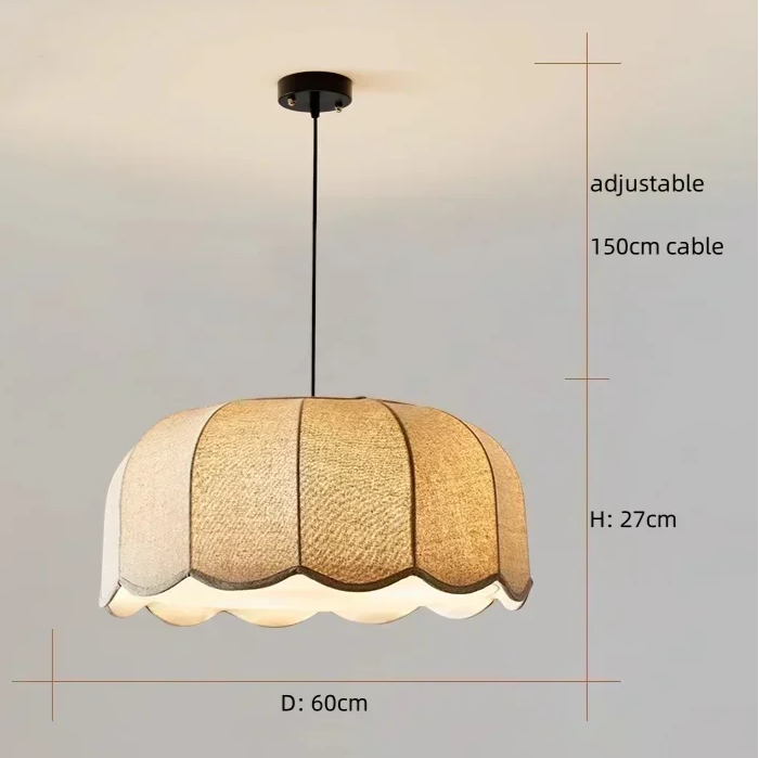 Hoshira Linen Pendant Light – Japandi Wabi-Sabi Ceiling Lamp | Soft Ambient LED Lighting for Modern Interiors