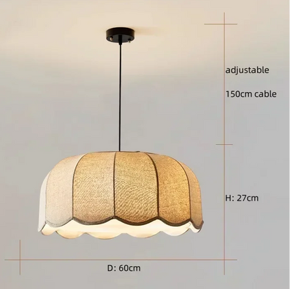 Hoshira Linen Pendant Light – Japandi Wabi-Sabi Ceiling Lamp | Soft Ambient LED Lighting for Modern Interiors