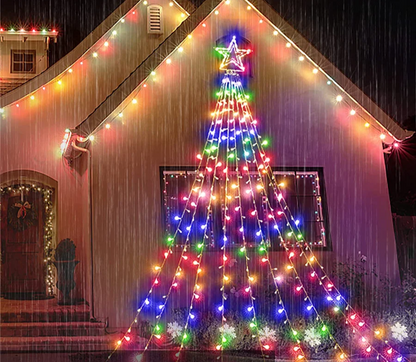 LumiCascade LED Star Waterfall String Lights – 350 LEDs, 8 Lighting Modes | Outdoor, Garden, Patio & Christmas Decoration