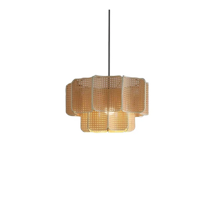 Wabi Sabi Rattan Pendant Light – Handwoven Bamboo Ceiling Lamp | Natural Ambient Lighting | Japandi Boho Interior Décor