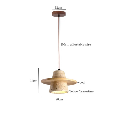 Travora Wabi Pendant Light – Natural Travertine Stone Ceiling Lamp | Japandi Ambient Lighting | Sculptural Interior Elegance