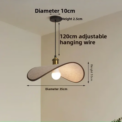 Wabi-Sabi Pendant Light with Fabric Shade – Japandi Retro Ceiling Lamp | Warm Ambient Interior Lighting