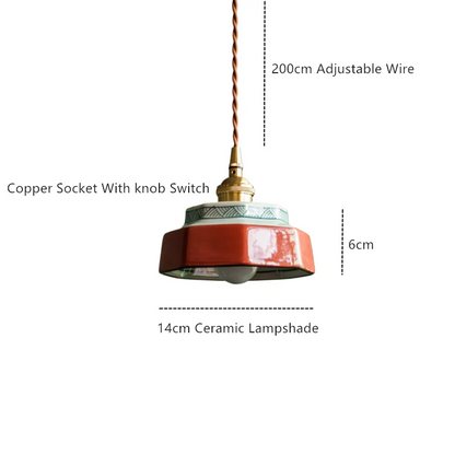 Dark Green Ceramic Pendant Light with Copper Finish – Retro Nordic Ceiling Lamp | Elegant Ambient Lighting