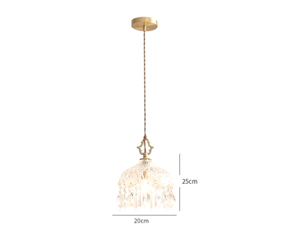 French Crystal Glass Pendant Light – Luxury Gold LED Chandelier | Elegant Ambient Lighting | Vintage-Inspired Statement Piece