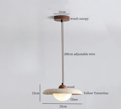 Travora Wabi Pendant Light – Natural Travertine Stone Ceiling Lamp | Japandi Ambient Lighting | Sculptural Interior Elegance