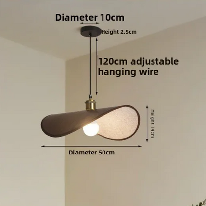 Wabi-Sabi Pendant Light with Fabric Shade – Japandi Retro Ceiling Lamp | Warm Ambient Interior Lighting