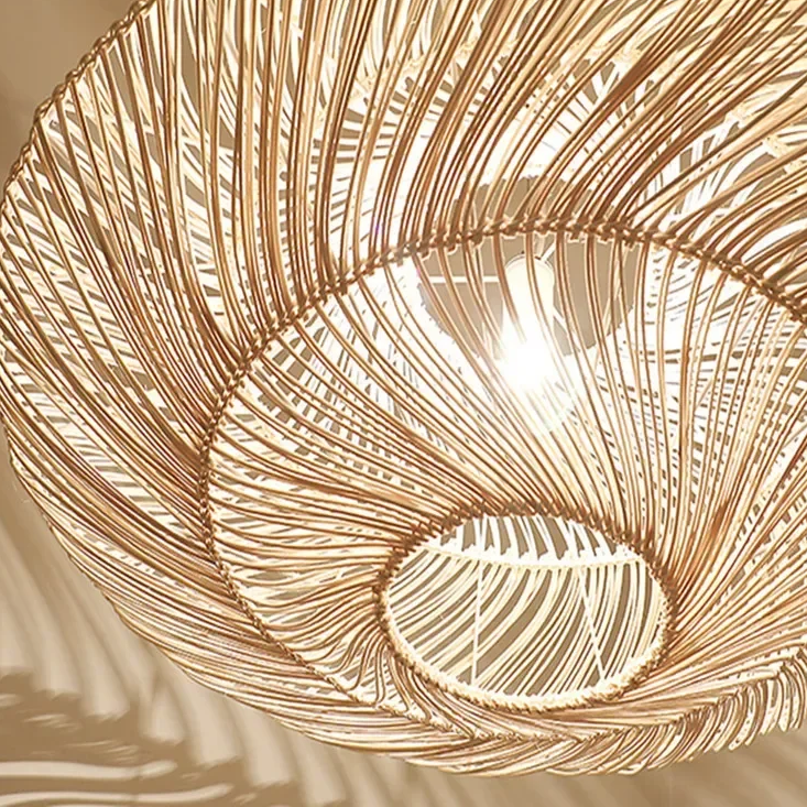 AetherRattan Pendant Light – Wabi-Sabi Rattan Ceiling Lamp | Japanese Nordic UFO Lighting for Elegant Interiors