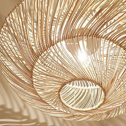 AetherRattan Pendant Light – Wabi-Sabi Rattan Ceiling Lamp | Japanese Nordic UFO Lighting for Elegant Interiors