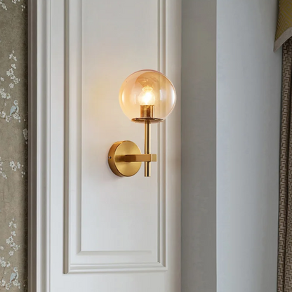 AuroraSphere Wall Light – Nordic Glass Globe LED Wall Lamp | Modern Ambient Lighting for Bedrooms & Bathrooms