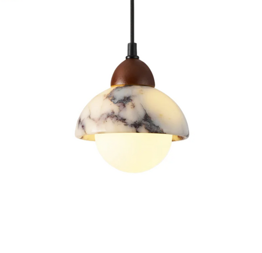 Marbelle Globe Pendant Light – Marble & Glass Ceiling Lamp | Japandi Ambient Lighting | Timeless Interior Elegance