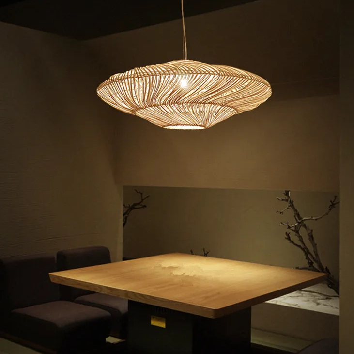 AetherRattan Pendant Light – Wabi-Sabi Rattan Ceiling Lamp | Japanese Nordic UFO Lighting for Elegant Interiors